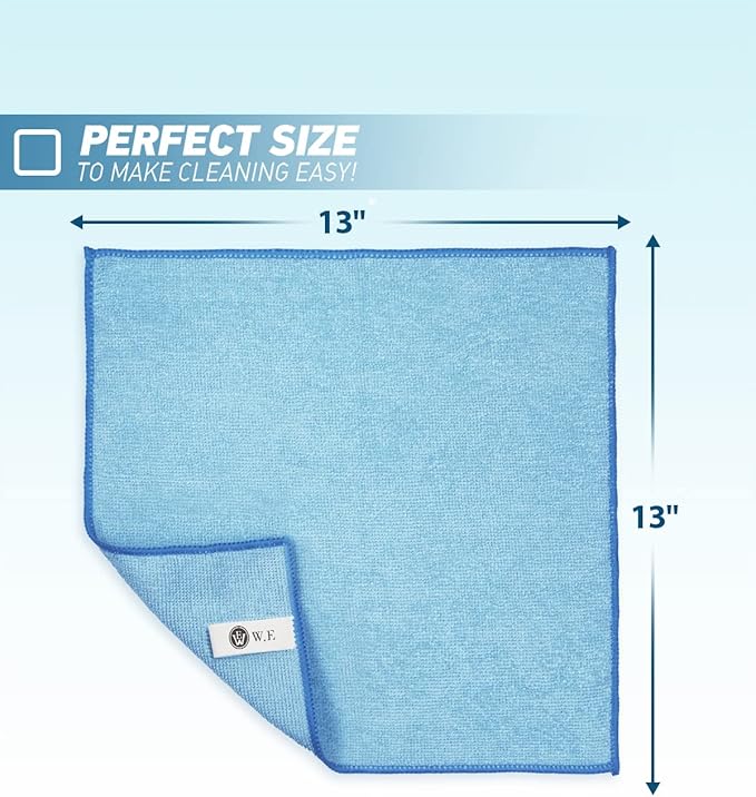 WEAWE Microfiber Cleaning Cloth-24Pcs (13x13 inch) Ultra Soft Highly Absorbent Rags for Housekeeping-Machine Wash (Blue)