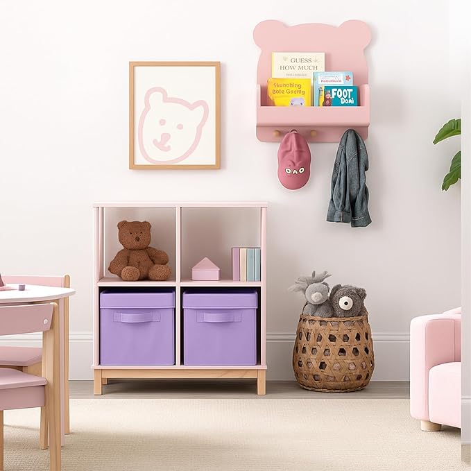 ShellKingdom Storage Bins, Foldable Fabric Storage Cubes with Lid, Clothes Storage Organizer Drawer For Closet Toys Storage, 13 X 13 X 13 INCH, 2 Pack (Lavender)