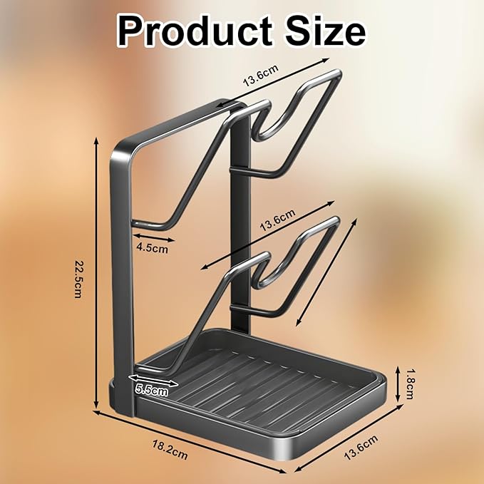 2026 Kitchen Pot Lid Storage Rack,Double-Layer Pot Lid Holder With Tray,Multifunctional Kitchen Pot Lid Organizer for Countertop