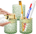Bathroom Accessories Set, 3pcs Green Glass Bathroom Accessory Set, Toothbrush Holder, Foaming Soap Dispenser and Tumbler, Gold Bathroom Decor Sets for Organizer, Home Apartment Gift