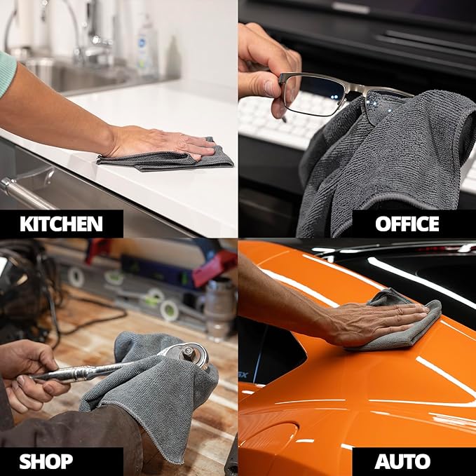 CERAKOTE Microfiber Towels (24 Pack) - Cleaning and Application Towels Durable Microfiber Material - 300 GSM Lint-Free Towel - Ideal for Cars, Home, Shop and Office Cleaning