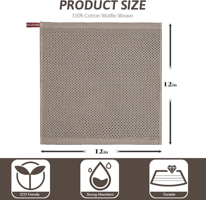 Nialnant 6 Pack Dish Rags, 100% Cotton Kitchen Dish Cloths for Washing Dishes, Soft and Absorbent Cleaning Rags - 12x12 Inch