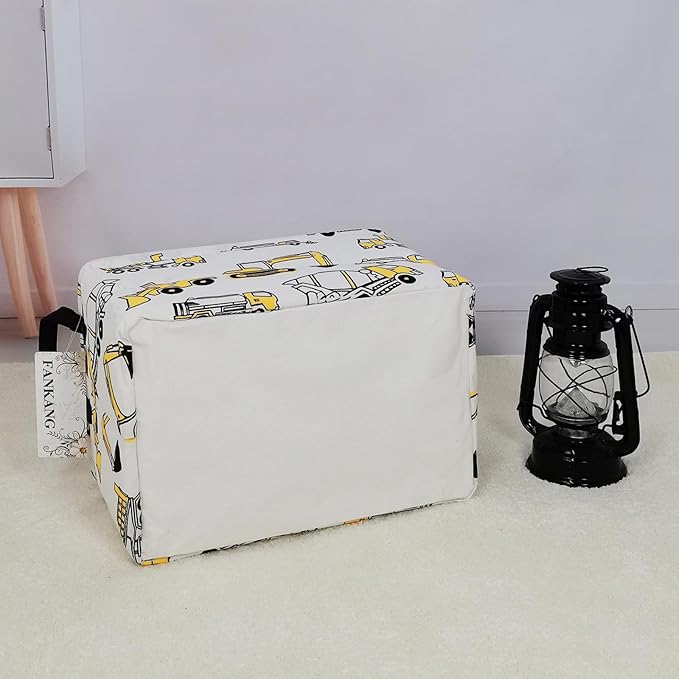 FANKANG Storage Bins, Nursery Hamper Canvas Laundry Basket Foldable with Waterproof PE Coating Large Storage Baskets for Kids Boys and Girls, Office, Bedroom, Clothes,Toys(Rec-excavator）