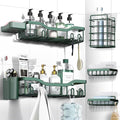 Shower Caddy Adhesive Shower Organizer 7-Pack, Rustproof Stainless Steel Bathroom Shelves, Large Capacity No-Drill Rack Storage Accessories with Soap Dish Toothbrush Holder Hooks