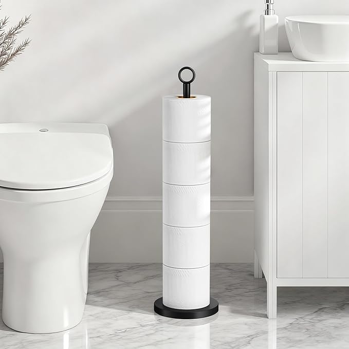 Toilet Paper Holder Stand(with Reserve Function), Free-Standing Spare Rolls Storage Holder, Stainless Steel
