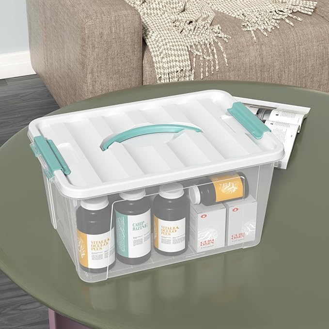 Zerdyne 6-Pack Clear Storage Latch Bins, 14 L Plastic Storage Boxes with Lid
