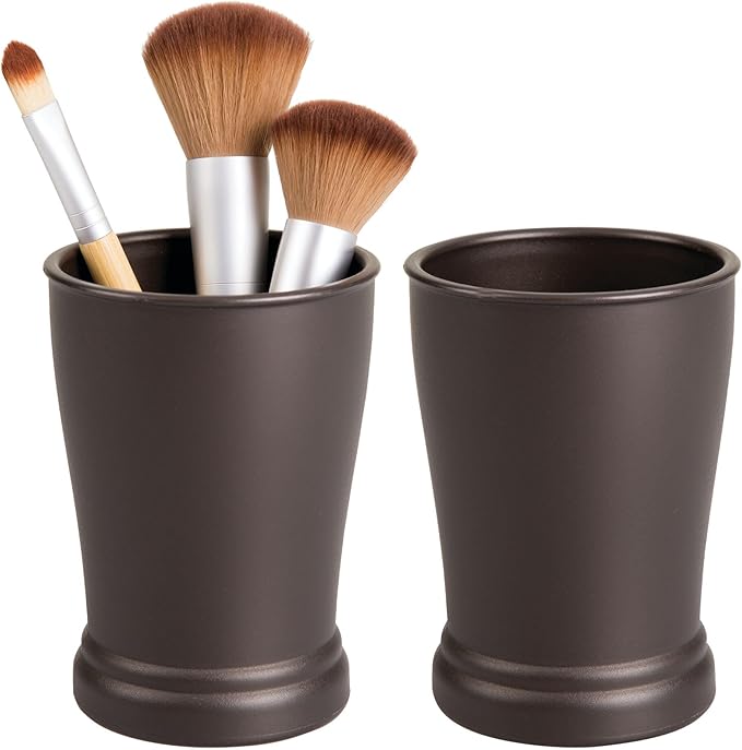 iDesign Plastic Bathroom Tumbler for Countertop or Vanity Storage - Set of 2 - Bronze