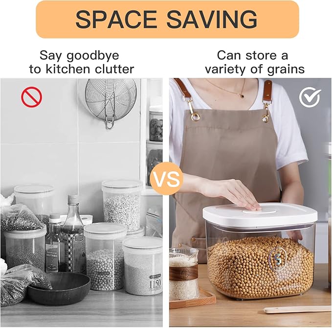 LivLab 10 Lbs Storage Container Bin Rice Dispenser with Measuring Cup Food Cereal Container Bins Household for Kitchen Pantry Organization