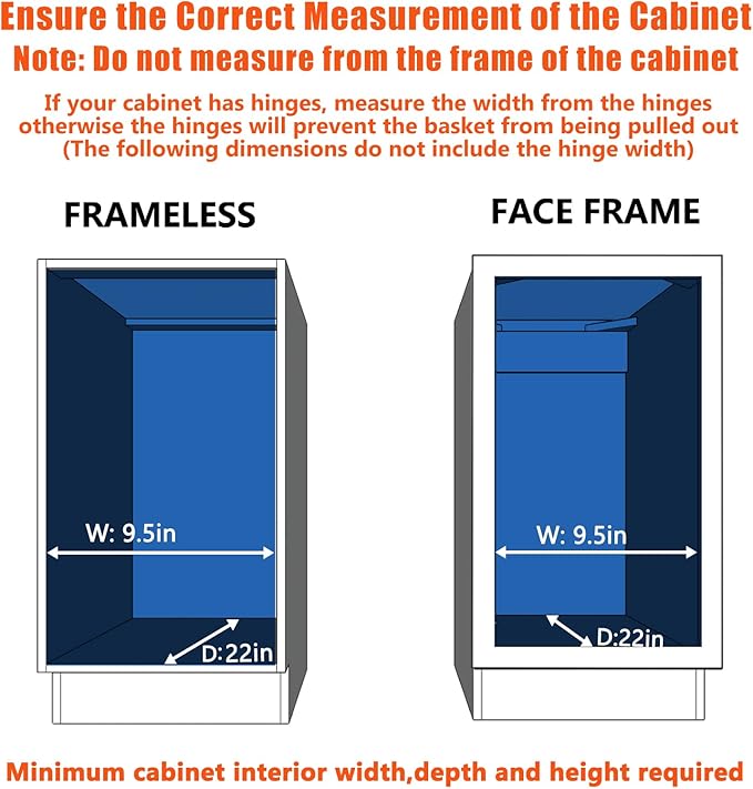 MODCART Pull Out Cabinet Organizer 9" W x 21½" D, Heavy Duty Cabinet Pull Out Shelves, Slide Out Drawers Organization for Kitchen Cabinets Bathroom