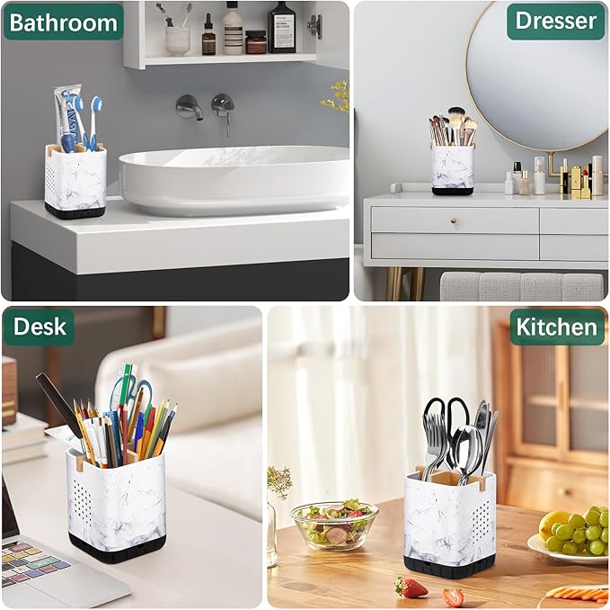 Boperzi Electric Toothbrush Holders for Bathroom Countertop, Detachable Toothbrush and Razor Holder Drainage for Shower, Kids Toothbrush and Toothpaste Holder, 3 Slots Bamboo Toothbrush Organizer