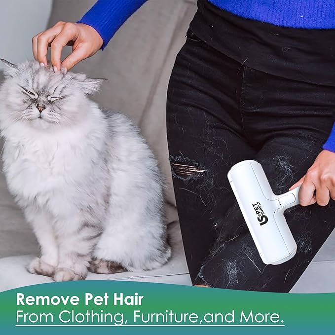US PET SUPPLY Pet Hair Remover Roller -Reusable, Self Cleaning Lint Roller for Pet Hair Removal on Furniture, Carpets, Clothes & Car Seats-Dog & Cat Hair Remover No Sticky Tapes (White)