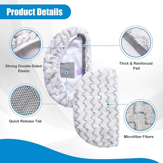 4 Pack Steam Mop Replacement Pads, Compatible with Bissell Powerfresh Steam Mop 1940 1806 1440 1544 Series, Model 19402 19404 19408 2685A 2075A 1940A 1940Q 1940T 1940W, Mop Pads Refills