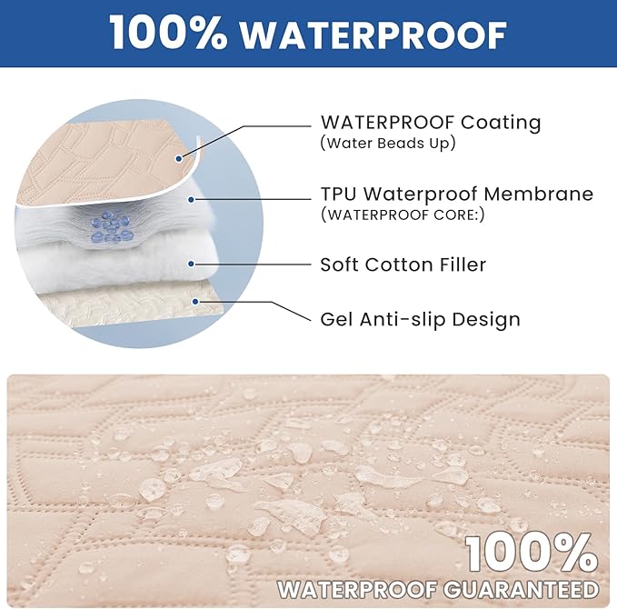 Waterproof Dog Bed Cover Pet Blanket, Soft Couch Cover for Dogs Washable, Non-Slip Dog Blanket Protect Furniture Couch Sofa Car for Puppy Large Dogs Cat (82x102 Inch, Beige)