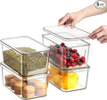 Sgoostood Clear Storage Bins With Lids,4 Packs Food Storage Organizer,Stackable Kitchen Cabinet,Bathroom Basket,Fridge Organization.Pantry Transparent Containers For Fruits,Drinks