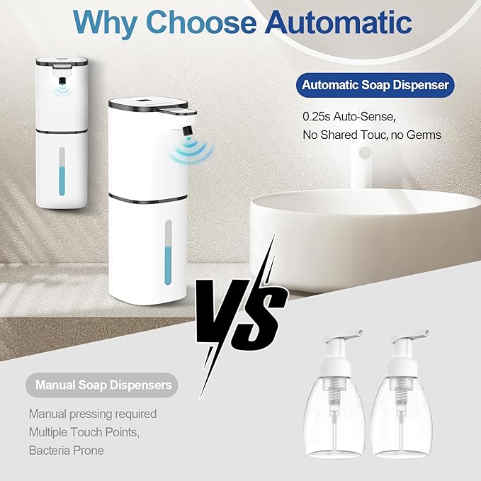 Automatic Liquid Soap Dispenser, 9 Adjustable Levels, 380ml/12.8oz, Auto Touchless Hand Soap or Dish Soap Dispenser,USB Rechargeable Dispenser,Wall Mount or Tabletop Use for Bathroom Kitchen