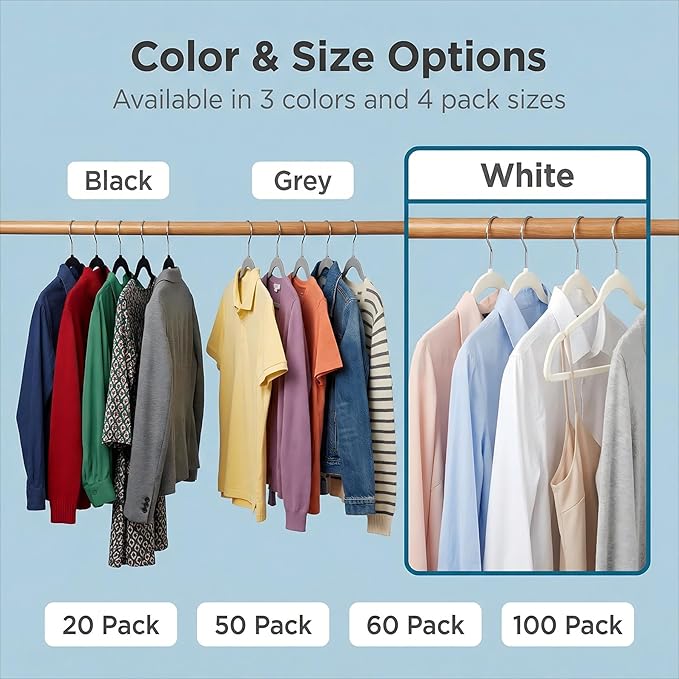 HOUSE DAY Ivory Plastic Hangers 100 Pack - Heavy Duty Non-Velvet Hanger with 360° Swivel Hook & Non Slip Notches - Slim Space Saving Clothes Hangers, Durable Closet Organizers for Coats Shirts Dresses