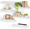 Fixwal 15.8in White Floating Shelves, Set of 6 Wood Shelves, Farmhouse Shelf Wall Decor for Bathroom, Bedroom, Living and Kitchen Room