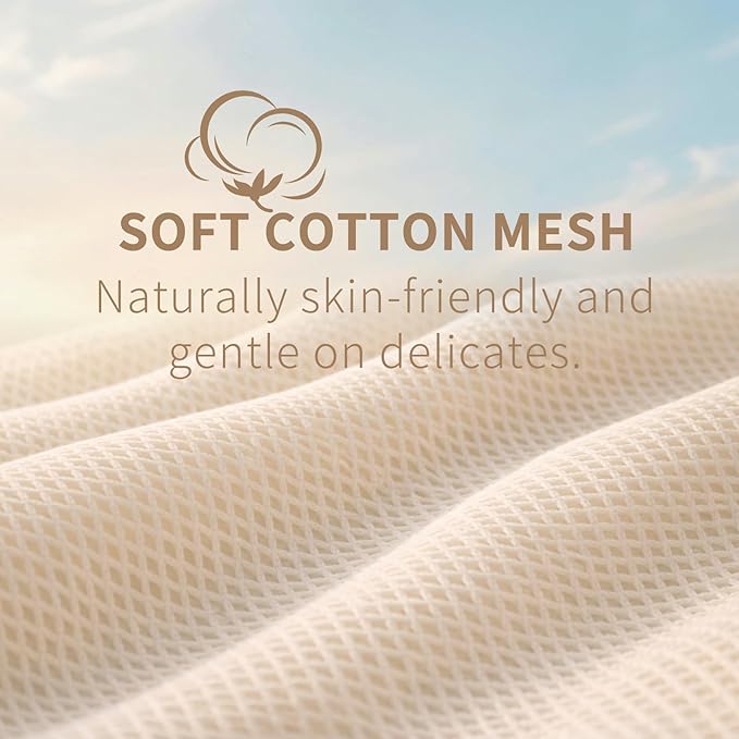Muchfun 3Pcs Soft Cotton Mesh Laundry Bags for Delicates 1 Large, 1 Medium, 1 Small