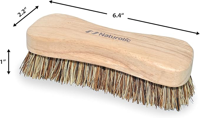 All-Natural Wooden Scrub Brush Set | Wooden Handle | Palmyra Bristle Brush for Cleaning | Eco Friendly Cleaning Products | Scrub Brush Set of 2