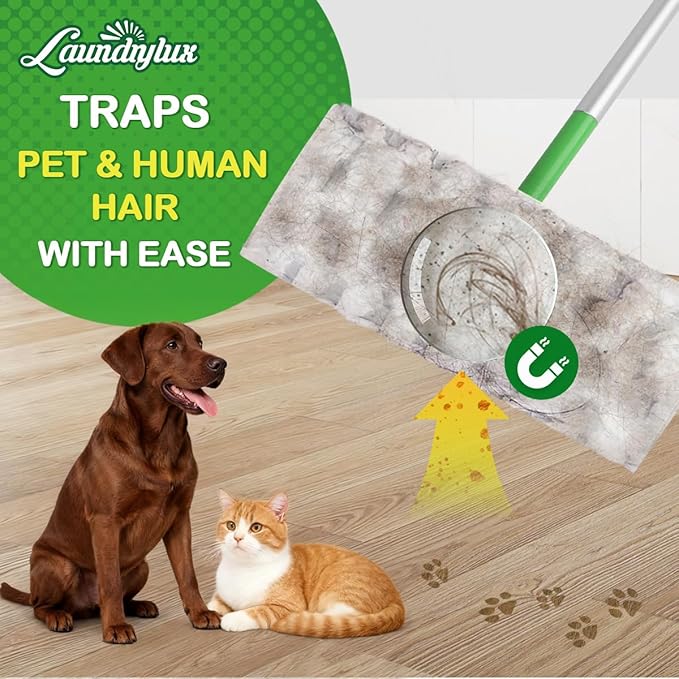Heavy Duty Dry Sweeping Cloths Refills Compatible with Swiffer Sweeper, Multi Surface Pet Dry Pads Refill, Floor Cleaner for Dust, Hair, Dirt, Disposable Duster Mop Pad - 32 Count