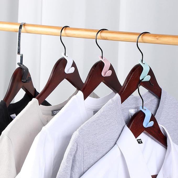 Fumete 300 Pcs Clothes Hanger Connector Hooks Extender Clips Heavy Duty Cascading Plastic Hanger Hooks Space Saver for Closet Space Saving Connection Coat Organizer(Fresh Colors)
