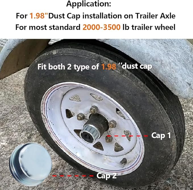 Trailer Dust Cap Installation Tool 1.98 inch Trailer Dust Cap Tool Axle Grease Cap Tool (1.98 '' Dust Cap Driver)