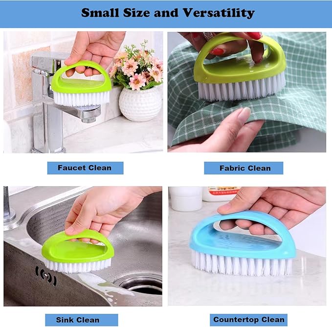 2 Pack Scrubbing Brushes for Cleaning, Heavy Duty Scrub Brush Nylon Stiff Bristles,Scrubber Cleaner Brush for Bathroom,Showe,Sink,Kitchen,Bathtub,Floor,Multi-Purpose Cleaning Brush (Green+Blue)