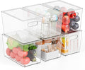 Yieach 6 Pack Stackable Clear Storage Bins with Lids,Large Pantry Bins Organization and Refrigerator Organizer with Handle,BPA FREE Kitchen Storage Containers and Cabinet bins for Organizing Snack,Toy