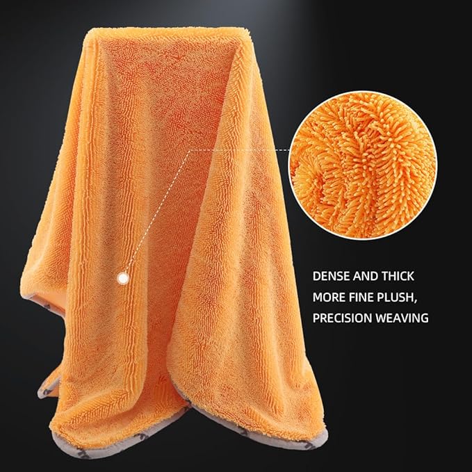 SPTA Drying Towel, Car Wash Drying Towel for Spotless Shine, Highly Absorbent, Scratch Free Large Microfiber Towel for Car wahing, 29.1 x 35 inch, Orange-MT031