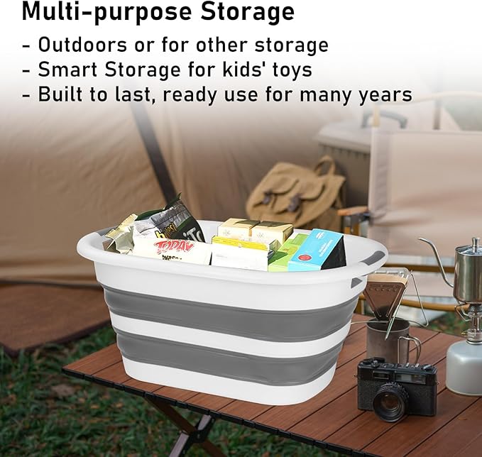 Collapsible Laundry Basket 40L(10.5 Gallon) – Plastic Foldable Pop-Up Hamper with 2 Grip Handles for Dorm Bedroom Bathroom