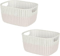 Simplify 2 Pack 2 Tone Sailor Knot Plastic Storage Tote | Decorative Basket | Closet Organization | De-clutter | Accessories | Toys | Bathroom Organization | Medium | Ivory