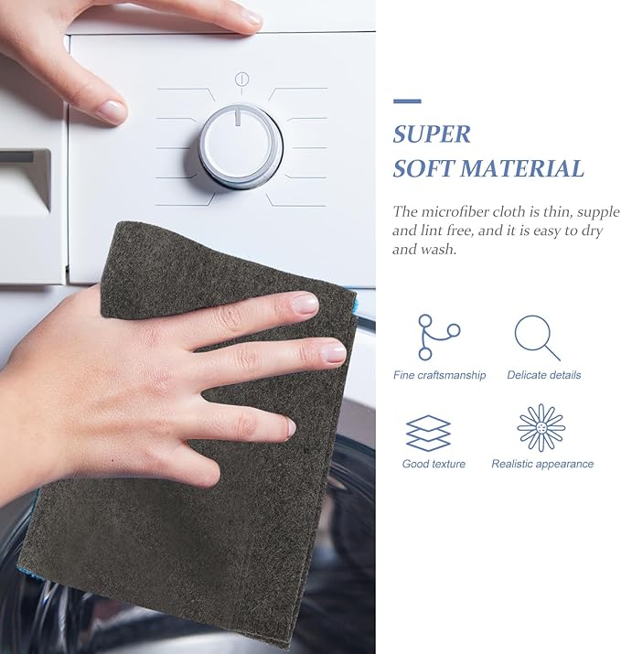 SUPVOX Microfiber Cleaning Cloths 3pcs Set 30x30cm Gray Lint-Free Glass and Car Window Polishing Cloths for Mirror and Eyeglasses Cleaning Household Use