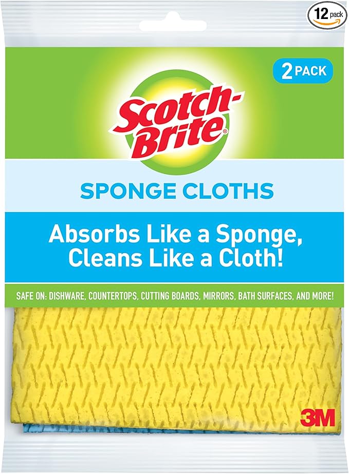Scotch-Brite Sponge Cloth, Swedish Dish Cloths, Reusable Alternative to Paper Towels, 24 Sponge Cloths