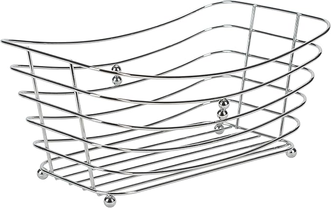 Simplify Wire Towel Basket with Chrome Ball Feet | Dimensions: 12.2" x 7.5" x 5.1" | Bathroom | Great for Toiletries | Towels | Ant-Slip | Multipurpose Storage | Chrome