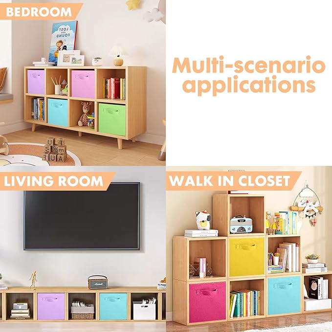 ShellKingdom Foldable Fabric Storage Cubes And Cloth Organizer Drawer For Closet And Toys, 6 Pack (6 Colors)