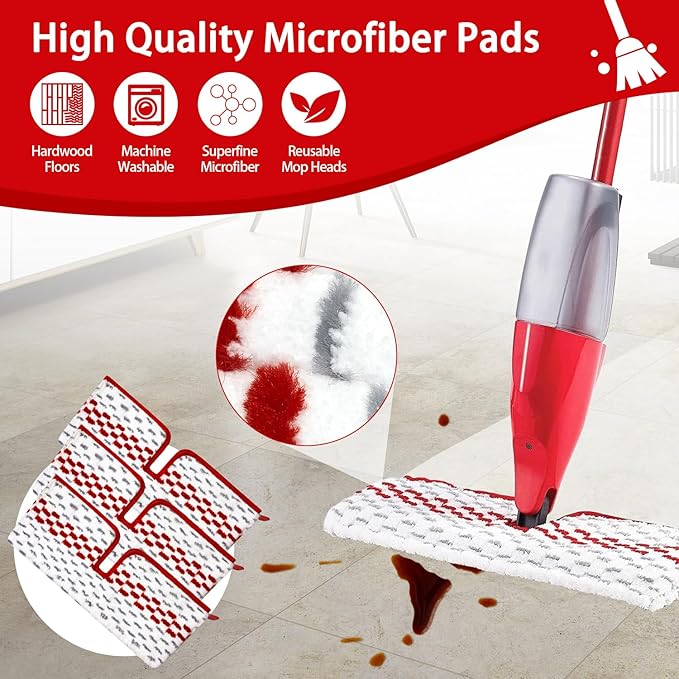 3 Packs Microfiber Spray Mop Pads Compatible with Promist MAX Reusable Spray Mop Refills for Oceda ProMist Dust Mop,Dual-Action Washable Flip Mop Pads Replacement for Dry Wet Floor Cleaning.