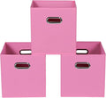 Fabric storage bins Cubes, Fabric Cube Organizer with Handle, Foldable Cube Bins for Cloth or Accessary Storage, 11x11x11, Set of 3, (Pink)