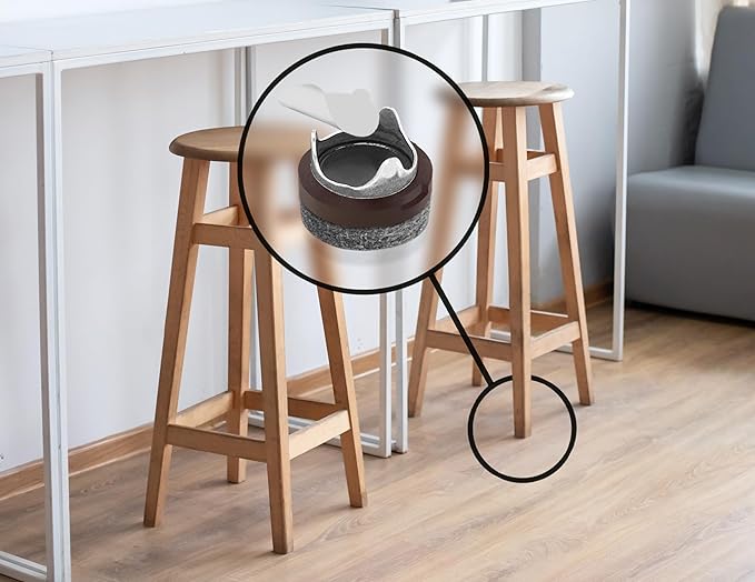 GorillaFelt CB240 Chair Leg Floor Protectors/Felt Glides (Set of 8) Tap On Felt Furniture Pads Guaranteed to Stay On, 3/4 Inch Round Sliders