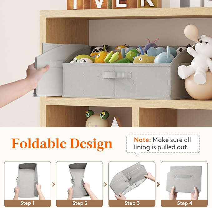 Lifewit Trapezoid Closet Storage Bins for Shelf, 6 Packs Non-woven Closet Organizer Baskets with Handles, Foldable Clothes Containers Boxes for Clothing, Book, Purse, 23L, Extra Large, Light Gray