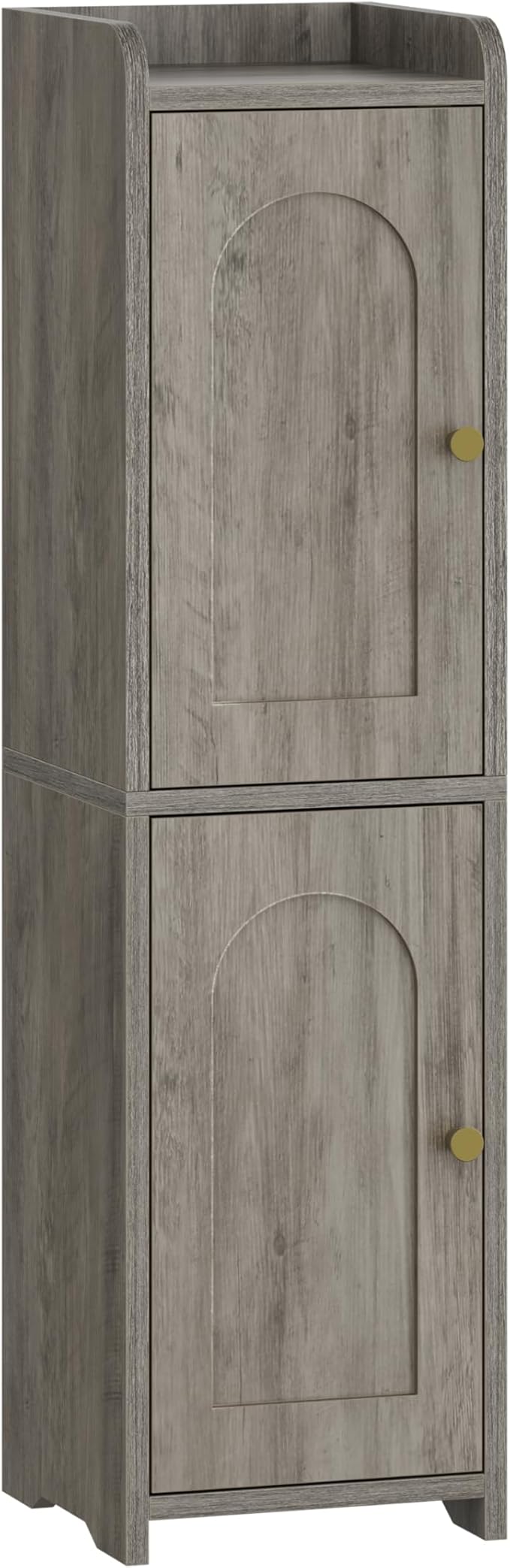 Bathroom Storage Cabinet, Small Corner Floor Cabinet with 2 Doors and Adjustable Shelf, Narrow Toilet Paper Cabinets, Bathroom Organizer for Small Spaces, 7.9" D x 7.9" W x 29.5" H Greige