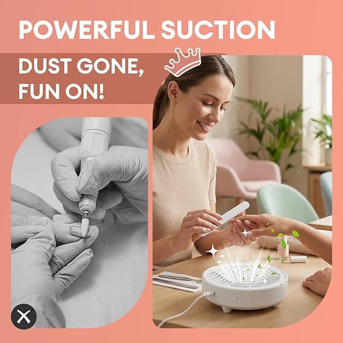 Small Portable Nail Dust Collector : Nail Tech Quiet Mini Vacuum - Nail Fan Dust Collector Vent with Filter Paper Sheets for Nail Art - Professional Nail Tool Supplies