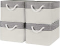 Sacyic Organization and Storage Basket for Organizing - Large 4 Pack 16x12x8 inch Fabric Storage Cube Collapsible Baskets for Shelves, Storage Bins for Cloth Books (Grey & White)