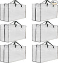 6 Pack Heavy Duty Extra Large Clear Storage Bags with Zipper and Handles - Moving Boxes & Storage Bins Alternative, Packing & Moving Supplies for Dorm Room Essentials