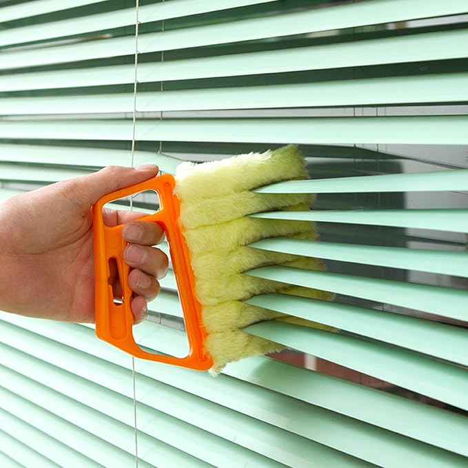 Mwellewm 2Pcs Window Venetian 7 Finger Dusting Cleaner Tool and 1Pc Window Blind Cleaner Duster Brush Hand-Held Window Shutters Venetian Shades Brush for Air Conditioner Duster Dirt