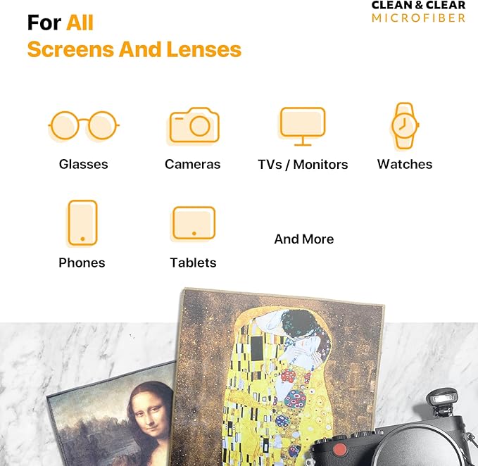 Large [4 Pack] Classic Art (Girl with a Pearl Earring) - Ultra Premium Quality Microfiber Cleaning Cloths (Best for Camera Lens, Glasses, Screens, and All Lens.), Microfiber Cloth