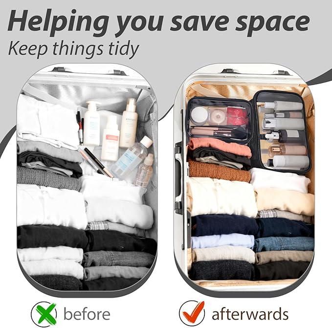 Clear TSA Approved Toiletry Bag - 3 Pack Travel Cosmetic Bag with Makeup Brush Bag Portable Travel Essential Organizer for Women Transparent Waterproof Cosmetic Storage Case Airline Compliant