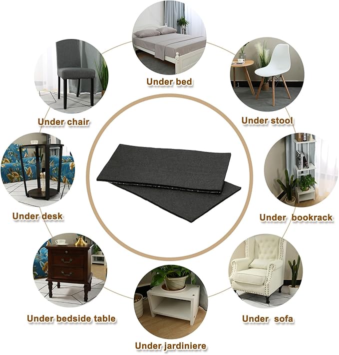 uxcell Felt Furniture Pads, 2Pcs 9.84" x 5.91" Adhesive Backed Felt Non-Slip Anti-Scratch Chair Leg Protectors for Protecting Hardwood Floor, Black