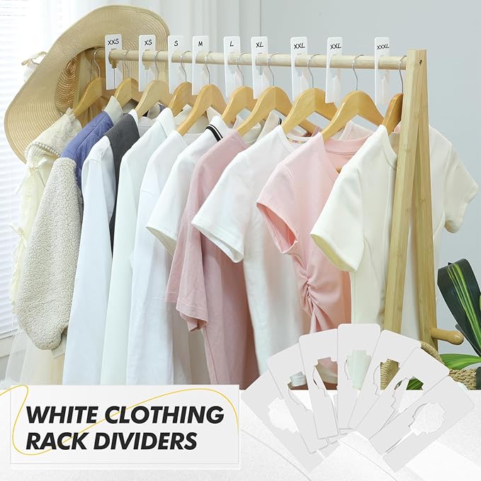 Blulu 50 Pack Closet Rack Dividers Rectangular with a Marker Pen White Clothing Hanger Dividers Writable and Reusable for Sorting Clothing Size, Color
