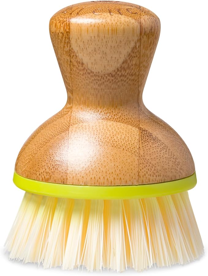 Full Circle Bubble Up Bamboo Dish Brush – Family Safe, Formaldehyde-Free–Ergonomic Palm Scrubber with Handle for Kitchen Cleaning, Dish Scrub Brush for Nonstick, Cast Iron & Sink, Green