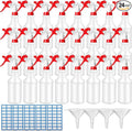 Zubebe 24 Pack 32 oz Plastic Spray Bottle Bulk Empty Leakproof Heavy Duty Spray Bottles for Cleaning Supplies Mist Bottles with Label and Adjustable Nozzle for Plant(Red and White,Clear Scale)